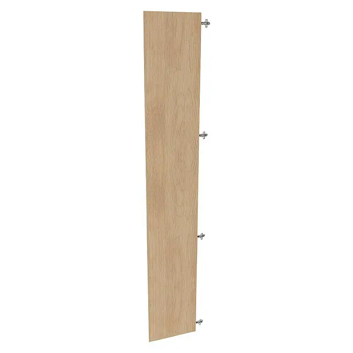 Finsa Puerta para mueble de armario - An x Al: 49,7 x 228 cm, Roble - Imagen de un panel de madera alto y estrecho con herrajes, ideal para la construcción de muebles o interiorismo.