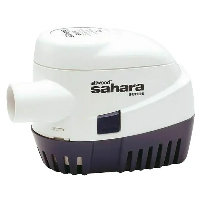 Bomba de achique Sahara 1100 - Capacidad de bombeo máx.: 4.164 l/h - Primer plano de una bomba de achique Attwood Sahara Series, reconocida por su eficiencia y fiabilidad en la extracción de agua.