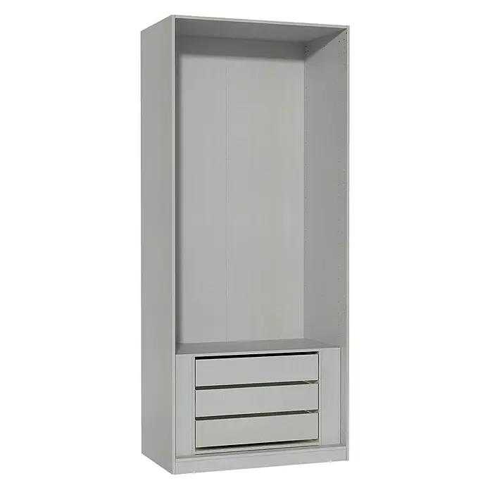 Finsa Módulo de armario con cajones - L x An x Al: 51 x 52,8 x 96,8 cm, Gris - Un armario de color claro con tres cajones ofrece un práctico espacio de almacenamiento para ropa y accesorios.