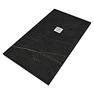 Camargue Duschwanne Marquina (L x B: 120 x 80 cm, Mineralguss, Schwarz)