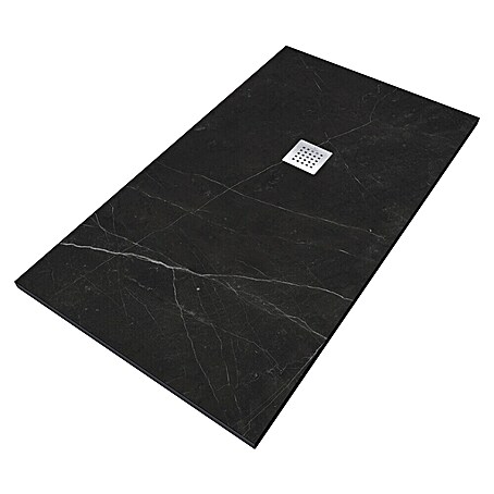 Camargue Duschwanne Marquina (L x B: 120 x 80 cm, Mineralguss, Schwarz)