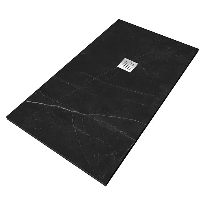 Camargue Duschwanne MarquinaL x B: 120 x 80 cm, Mineralguss, Schwarz
