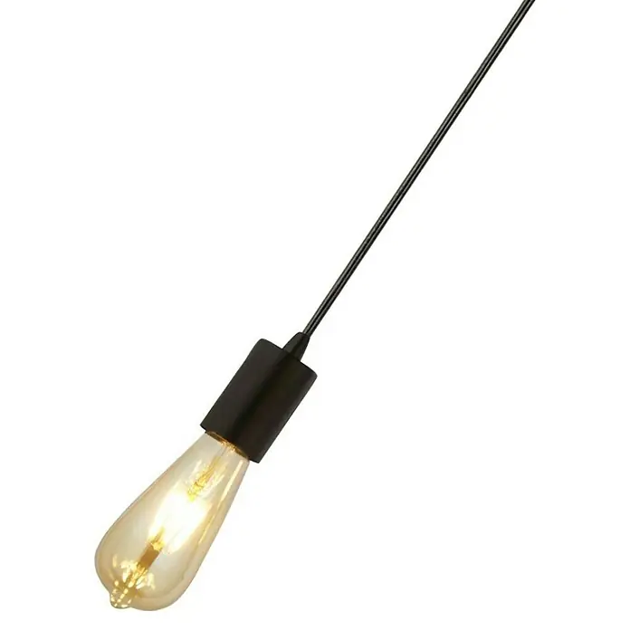 Searchlight Pendelleuchte - Schwarz, E27 - Abgehängte Edison-Glühbirne mit schwarzem Sockel und Kabel für ein minimalistisches und industrielles Design.