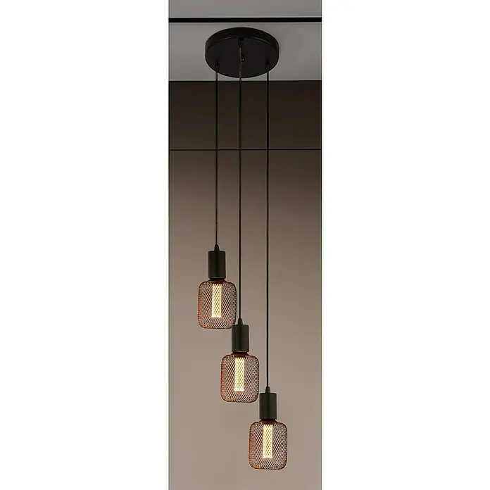 Searchlight Pendelleuchte - Schwarz, E27 - Die moderne Pendelleuchte mit drei Lampen in einem stilvollen Design, perfekt für moderne Innenräume.
