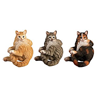 Decoratief figuur Kat (10 x 8 x 6 cm, Bruin/geel/grijs, Polyresin)