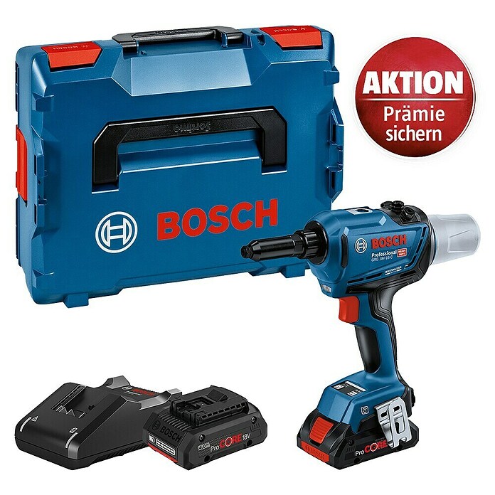 Bosch Professional AMPShare 18V Akku-Blindnietpistole GRG 18V-16 C (5 -tlg., Durchmesser: 3 mm - 6,4 mm) | BAUHAUS