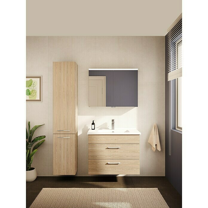 Camargue Aurinia LED-Spiegelschrank (B x H: 80 x 62 cm, Mit Beleuchtung, Holz, Natural Oak) | BAUHAUS