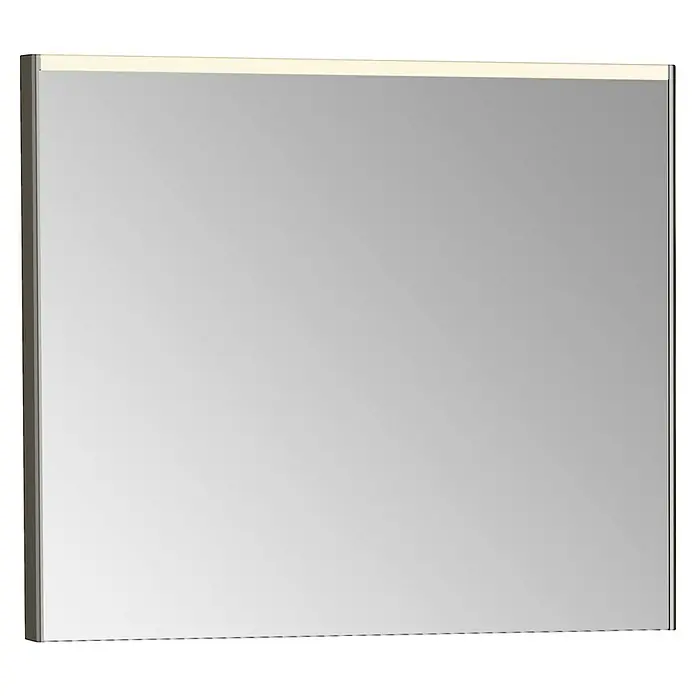 VitrA Sento Badmöbel-Set - 80 cm, Hellgrau, 1 Schublade, Ohne Wäschekorb - Rechteckiger Spiegel mit Beleuchtung an der Oberseite, ideal für Badezimmer oder Ankleidezimmer.