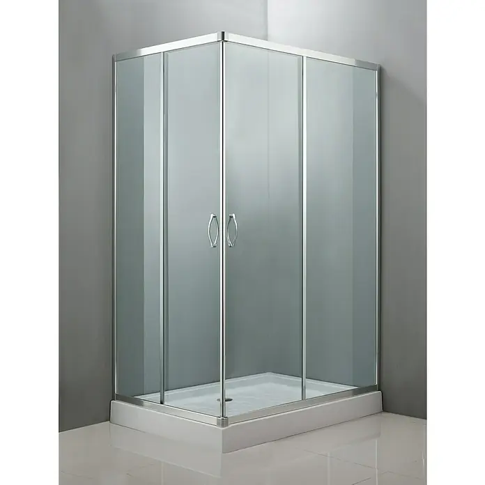 Mampara de ducha esquinera Jade - L x An x Al: 70 x 100 x 195 cm, Cromo - Cabina de ducha con marco y puertas de cristal. Una cabina de ducha elegante con líneas limpias y materiales de alta calidad para un baño moderno.