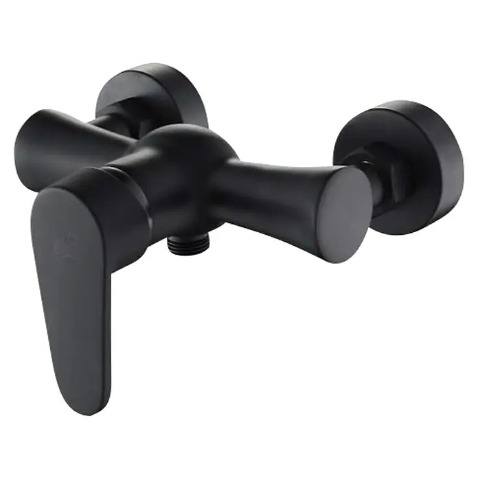 Universal de Grifería Grifo monomando de ducha Bidasoa - Negro, Mate - Grifo de baño negro con maneta y rosetones redondos para montaje en pared para ducha o bañera.