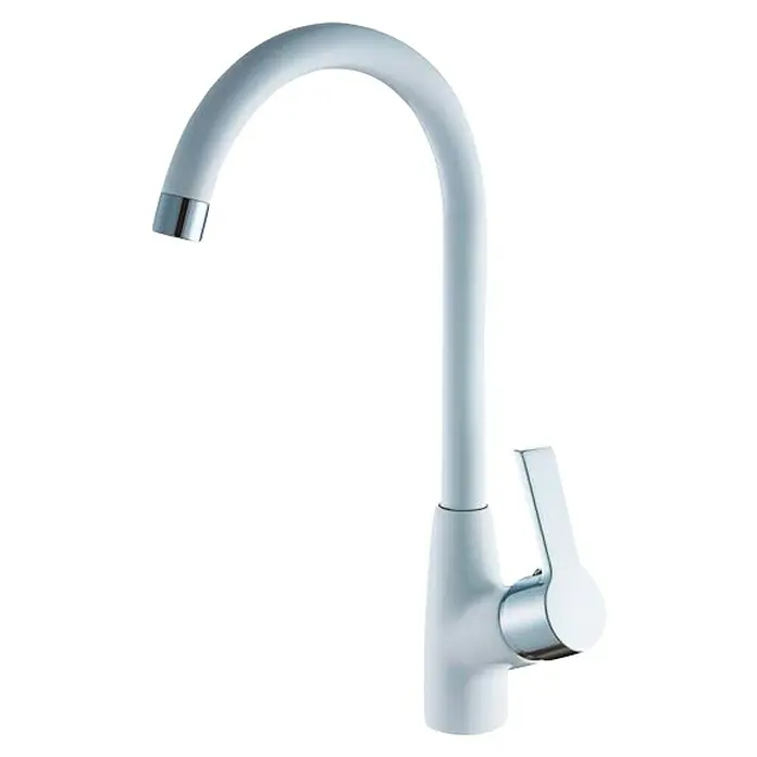 Universal de Grifería Grifo de cocina White - Blanco, Mate - Un elegante grifo de cocina blanco con caño giratorio y mango brillante. Perfecto para cocinas modernas.