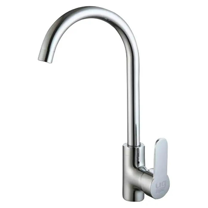 Universal de Grifería Grifo de cocina Zezere - Cromo, Brillante - Un elegante grifo cromado con un caño alto y arqueado y una maneta de palanca para un control preciso del agua.