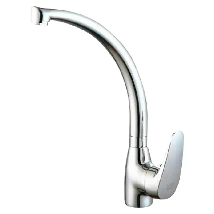 Universal de Grifería Grifo de cocina Ter - Cromo, Brillante - Un brillante grifo de cocina cromado con un caño alto y curvo y una elegante manija de palanca.