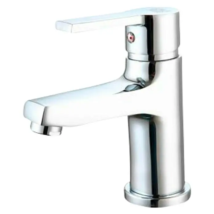 Universal de Grifería Danubio Grifo de lavabo - Cromo, Brillante - Un grifo brillante y moderno con un diseño elegante y angular y un acabado cromado pulido para el baño.