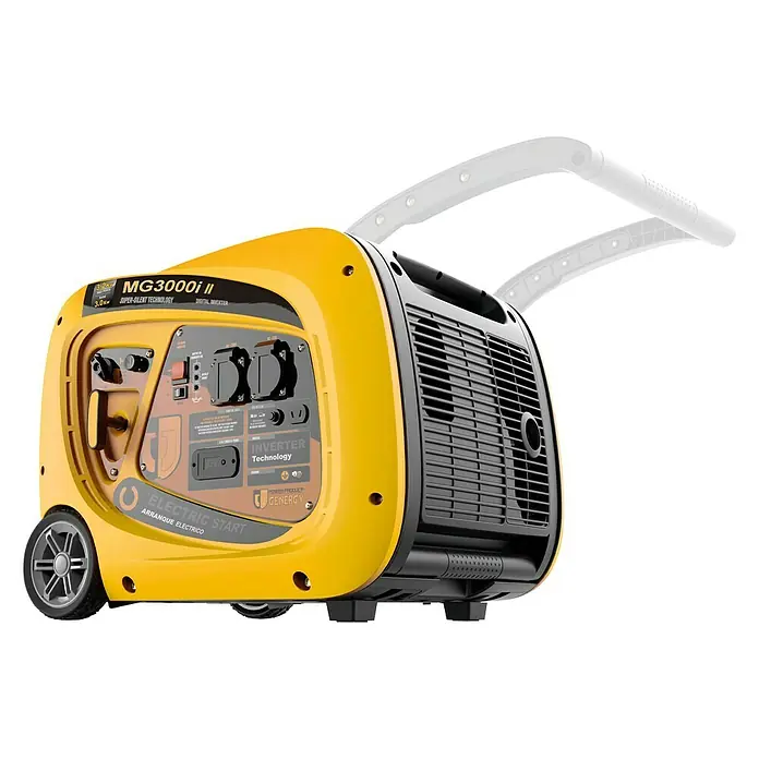 MGA Generador MG3000i - 2,8 kW, Volumen del depósito: 6,8 l - Generador amarillo MG3000i II con tecnología de inversor digital y arranque eléctrico para una energía silenciosa y fiable.
