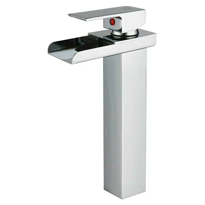 Universal de Grifería Grifo de lavabo caño alto Niagara - Cromo, Brillante - Grifo mezclador de lavabo alto y moderno con diseño cromado brillante. El grifo destaca por su forma minimalista y alta calidad.