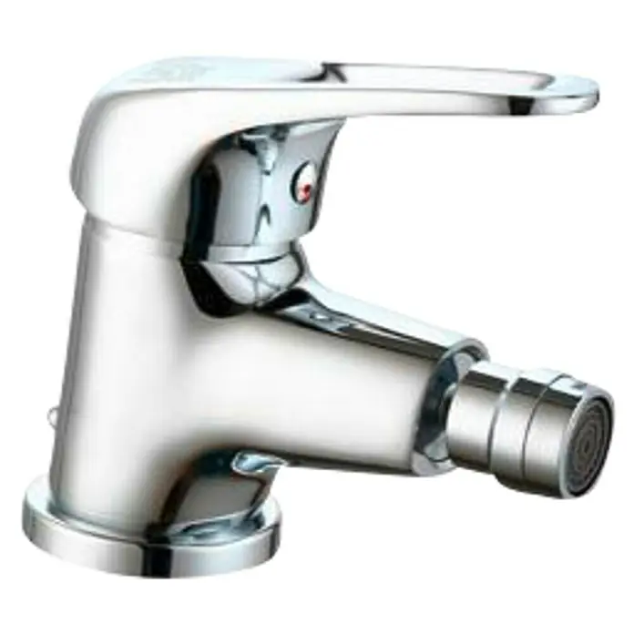 Universal de Grifería Nilo Grifo monomando de bidé - Cromo, Brillante - Primer plano de un grifo de bidé cromado brillante con maneta de palanca y boquilla rociadora. Diseño elegante para el baño moderno.