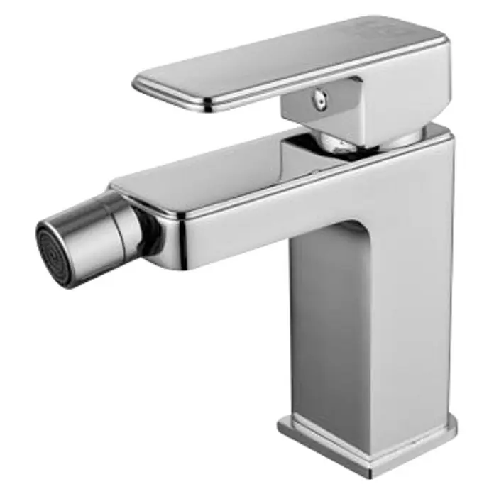 Universal de Grifería Yangtse Grifo monomando de bidé - Cromo, Resplandeciente - Grifo de bidé cromado moderno con diseño cuadrado, que combina elegancia y funcionalidad para un baño contemporáneo.