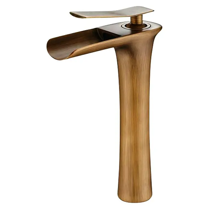 Universal de Grifería Grifo de lavabo de caño alto Artazul - Bronce, Mate - Un moderno grifo de baño de color latón con un diseño de cascada. El diseño elegante hace que este grifo sea un punto de atracción en el baño.