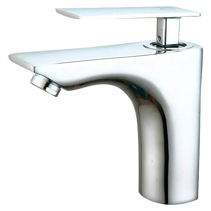 Universal de Grifería Amur Grifo de lavabo - Cromo, Brillante - Un elegante grifo cromado con un diseño plano y moderno, perfecto para cualquier baño o cocina. Elegante y funcional.