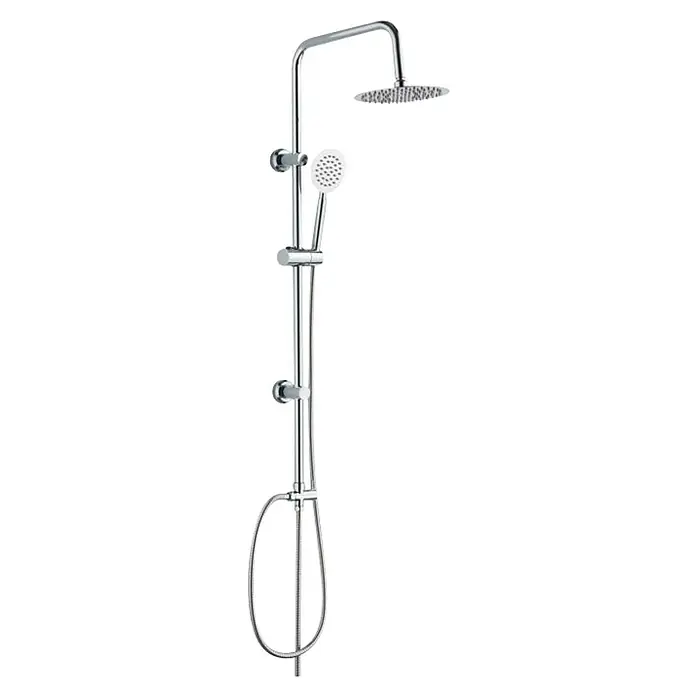 Universal de Grifería Sistema de ducha Visiedo - Sin grifo, Cromo - Columna de ducha con rociador y teleducha. La grifería es de metal cromado y tiene una barra de ducha con cabezal ajustable.