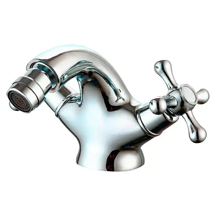 Universal de Grifería Classica Grifo bimando de bidé - Cromo, Resplandeciente - Grifo de baño cromado brillante de doble maneta con asas en cruz y aireador regulable.