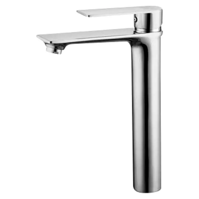 Universal de Grifería Kizu Grifo de lavabo caño alto - Cromo, Brillante - Elegante grifo cromado moderno, ideal para baños con estilo. Diseño elegante con acabado brillante que complementa cualquier decoración.