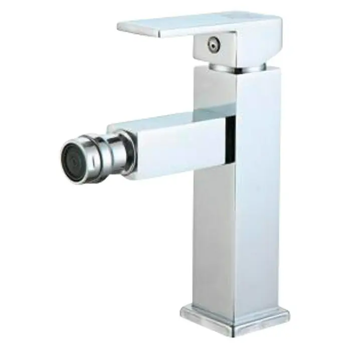 Universal de Grifería Amazonas Grifo monomando de bidé - Cromo, Resplandeciente - Un moderno grifo mezclador de lavabo con acabado cromado cuadrado. El grifo presenta un diseño minimalista y geométrico.