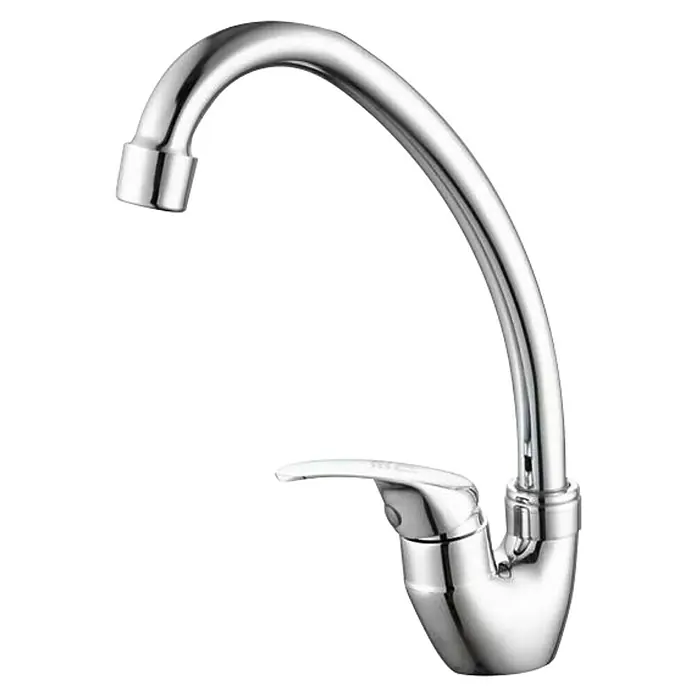 Universal de Grifería Grifo de cocina Un Agua - Cromo, Brillante - Grifo cromado con elegante caño curvo y mezclador monomando para baños o cocinas modernas.