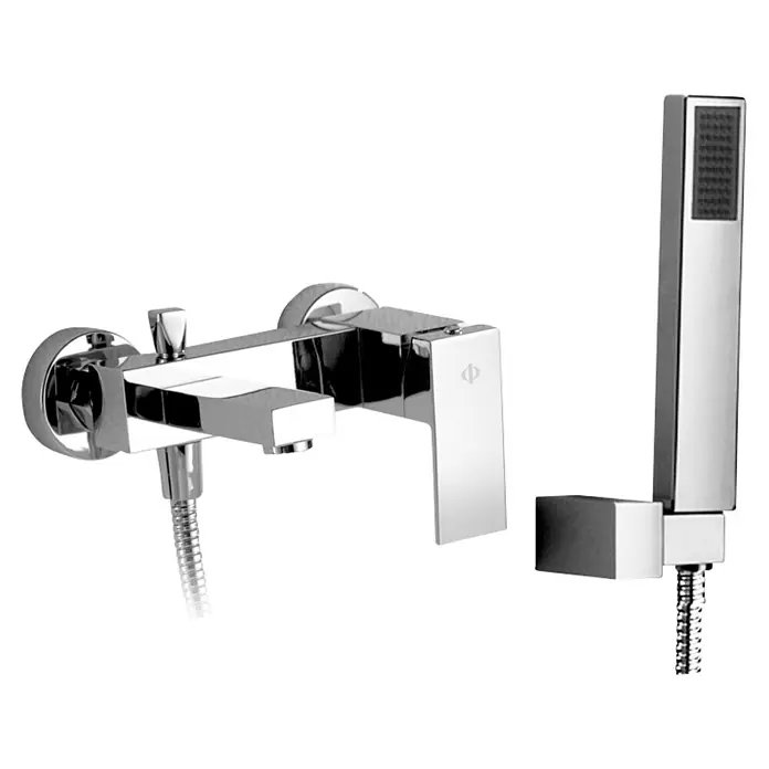 IO Orion Grifo monomando de bañera - Cromo, Brillante - Elegante grifo mezclador de baño cromado con teleducha, un diseño minimalista para un baño moderno.