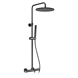 IO Sistema de ducha Round Elite (Con grifo termostático, Distancia entre orificios: 15 cm, Número de tipos de chorro: 3 ud., Titanio)