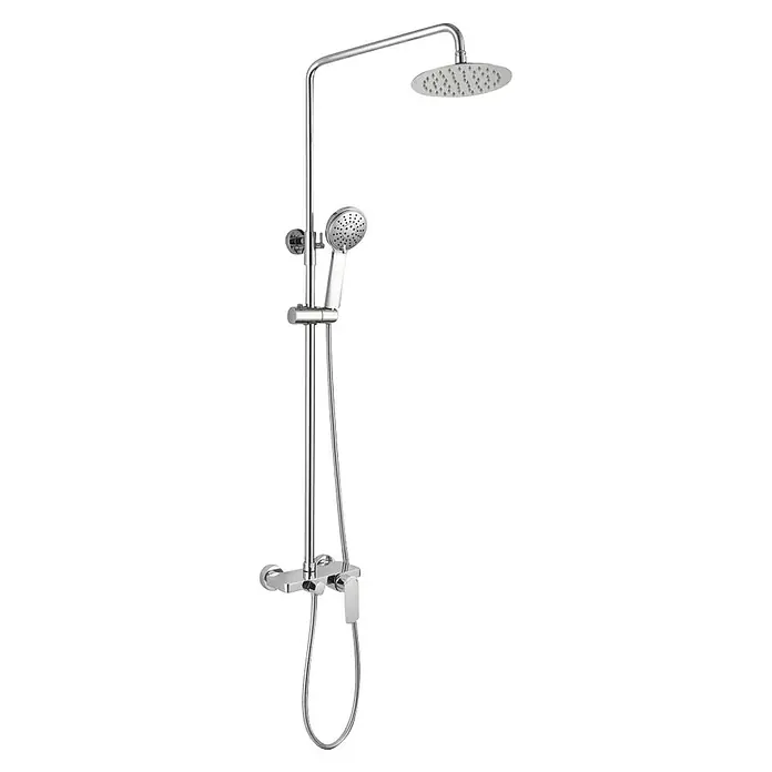 IO Cassio Sistema de ducha - Cromo - Columna de ducha con acabado cromado con duchas de cabeza y de mano para una experiencia de ducha moderna. Diseño de alta calidad para tu baño.