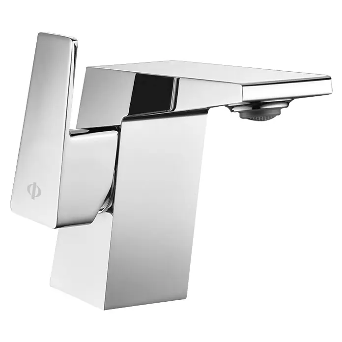 IO Grifo de lavabo Atrio - Cromo, Brillante - Grifo elegante y anguloso con palanca, ideal para baños y cocinas modernos. Su diseño minimalista añade un toque sofisticado.