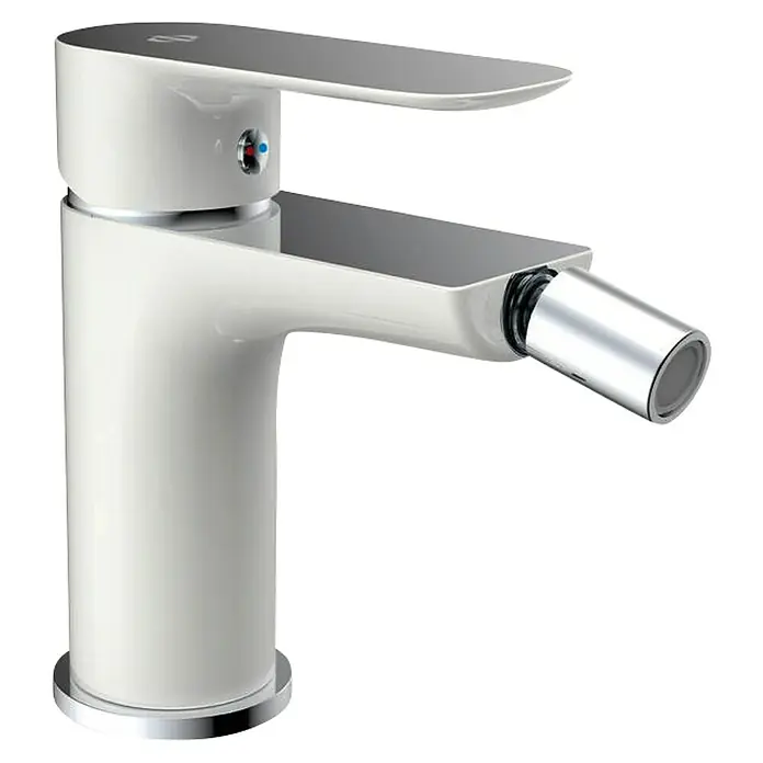 IO Cassio Grifo monomando de bidé - Blanco - Elegante grifo de bidé blanco y cromo. Diseño elegante para un baño moderno.