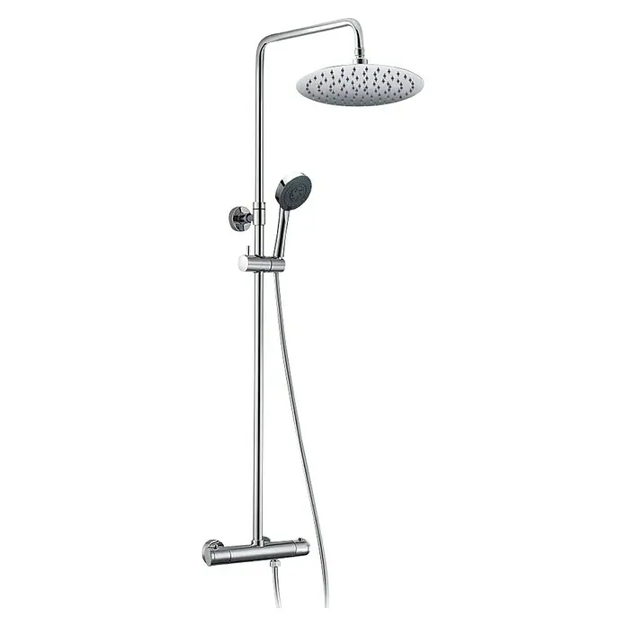 IO Round Sistema de ducha Elite - Cromo - Columna de ducha cromada con rociador superior y teleducha. Diseño moderno para un baño con el máximo confort.