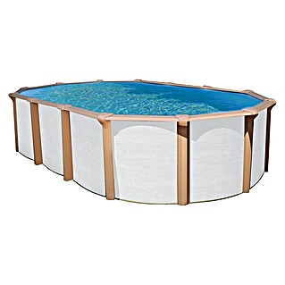 KWAD Stahlwand-Pool Supreme Wood White (L x B x H: 610 x 370 x 132 cm, Weiß/Braun, 22 100 l)