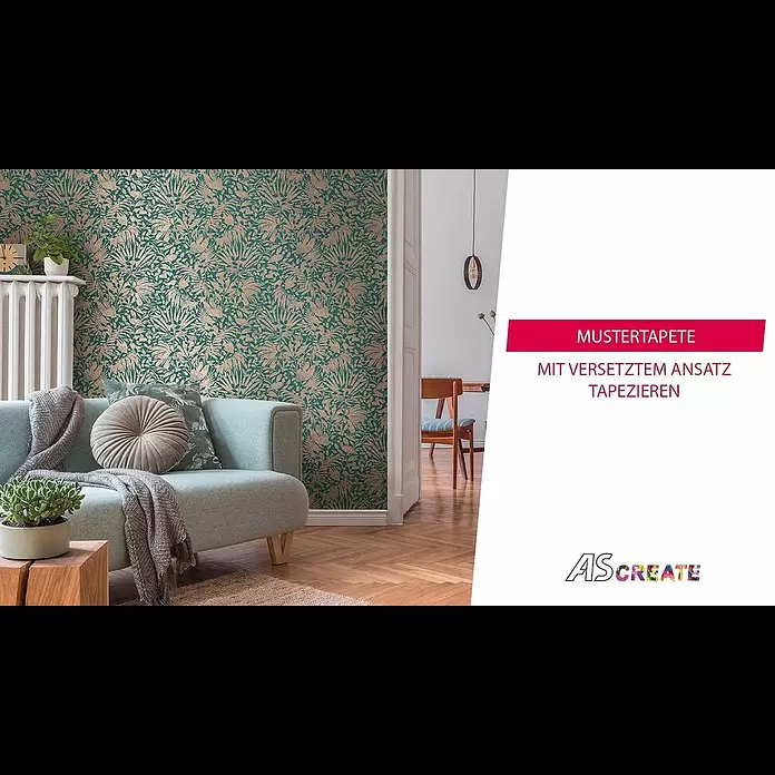 A.S. Création Metropolitan Stories Travel Styles Vliestapete Blätter-Allover ICreme, Floral, 10,05 x 0,53 m - Mustertapete mit versetztem Ansatz tapezieren | A.S. Create - das Tapetenstudio von A.S. Cration