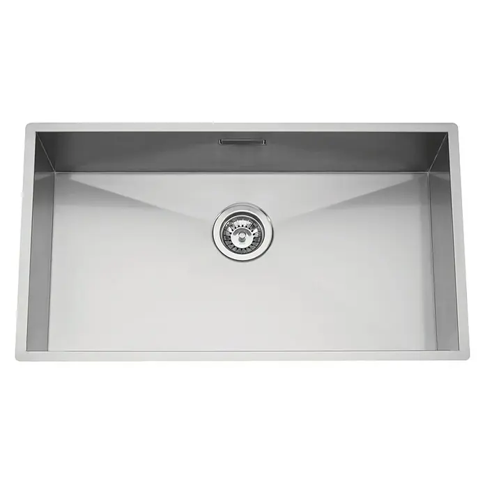 Rodi Fregadero encastrable Box Line 74 - 43,6 x 77,6 cm, Acero inoxidable - Elegante fregadero de acero inoxidable con desagüe central y diseño minimalista, ideal para cualquier cocina.