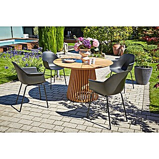 Sunfun Gartenmöbel-Set Osby/My (5 -tlg., Teak/Aluminium/Kunststoff, Teak/Schwarz)