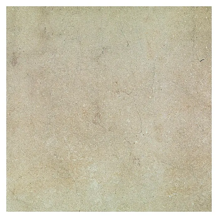 Marazzi Feinsteinzeugfliese Jerusalem - 75 x 75 cm, Noce, Matt - Nahaufnahme einer beigefarbenen Steintextur mit subtilen Mustern und einer leicht rauen Oberfläche, ideal für Hintergründe.