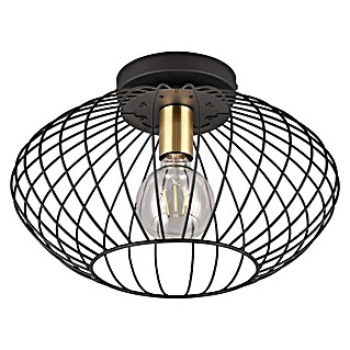 Reality Leuchten Plafondlamp Grid (40 W, Ø x h: 40 x 24,5 cm, Zwart, Zwart, E27)