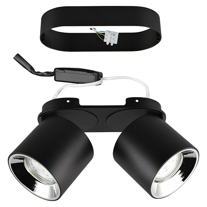 Trio Lighting Plafondspot (10 W, l x b x h: 12 x 18 x 8 cm, Zwart, Zwart, Aantal lichtbronnen: 2 st.) | BAUHAUS