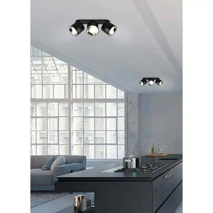Trio Leuchten Deckenstrahler GUAYANA - 30 W, L x B x H: 12 x 27,3 x 8,7 cm, Schwarz, GU10, Anzahl Leuchtmittel: 3 Stk. - Deckenleuchten mit drei Strahlern in Schwarz, die eine moderne und stilvolle Beleuchtung für jeden Raum bieten.