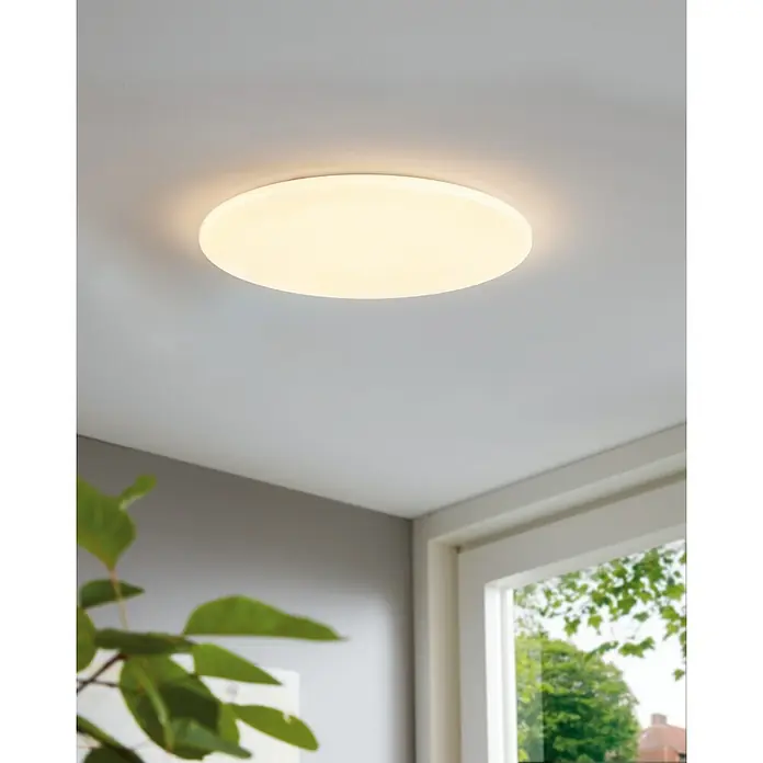 Eglo LED-Deckenleuchte rund POGLIOLA - 36 W, Ø x H: 50 x 8 cm, Weiß, Warmweiß - Moderne LED-Deckenleuchte in runder Form, die ein warmes, diffuses Licht im Raum verbreitet und für eine angenehme Atmosphäre sorgt.