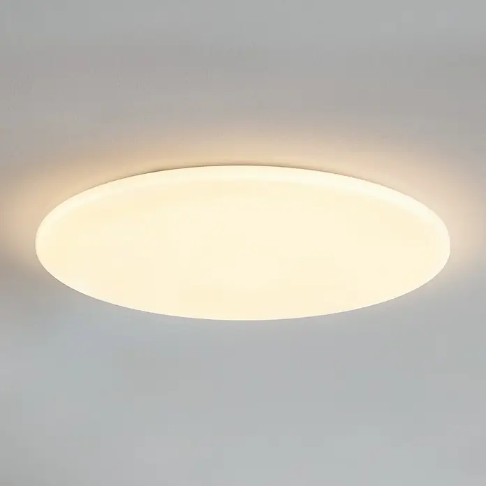 Eglo LED-Deckenleuchte rund POGLIOLA - 36 W, Ø x H: 50 x 8 cm, Weiß, Warmweiß - Runde Deckenleuchte aus weißem Kunststoff, die ein warmes, einladendes Licht spendet und eine moderne Ästhetik in jeden Raum bringt.
