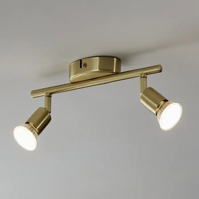 Eglo Buzz-LED Deckenstrahler BUZZ-LED - 5,6 W, Gold, GU10, 2 Stk. - Eine moderne goldfarbene Deckenleuchte mit zwei verstellbaren Strahlern, die helles Licht spenden und für Akzentbeleuchtung sorgen.
