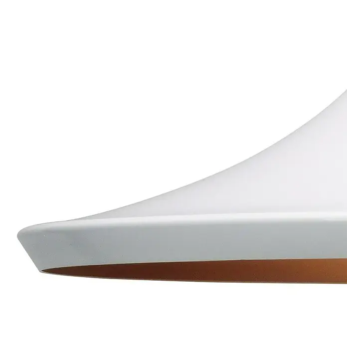 Alverlamp Lámpara colgante redonda Plana - 60 W, Ø x Al: 36 x 19 cm, Blanco, Blanco, E27 - Primer plano de una lámpara colgante blanca con interior marrón, que muestra un diseño moderno y minimalista.