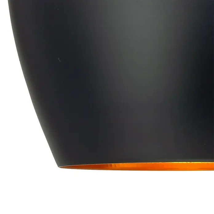 Alverlamp Lámpara colgante redonda Copa - 60 W, Ø x Al: 24 x 28 cm, Negro, Negro, E27 - Primer plano de una elegante lámpara colgante negra con un acento dorado, prometiendo un ambiente elegante y moderno.\n