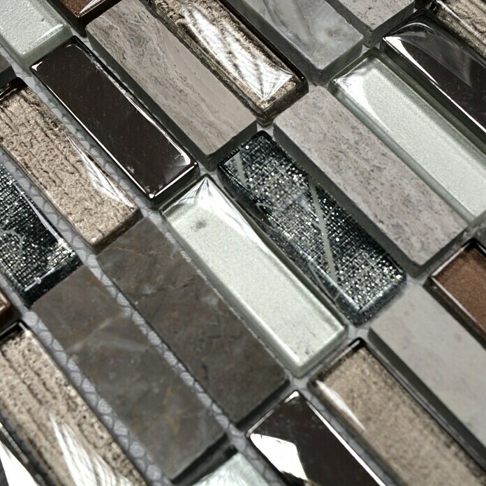 Mosaikfliese Rechteck Crystal Mix XCM SM68 (29,8 x 30,4 cm, Beige/Braun, Glänzend)
