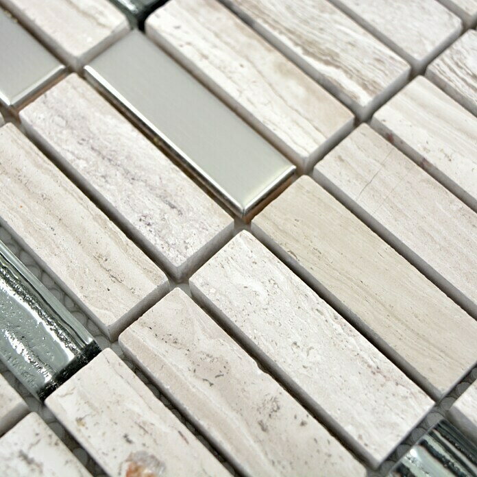 Mosaikfliese Stäbchen Crystal Mix XNM SM67 (29,8 x 30,4 cm, Grau/Weiß, Glänzend)